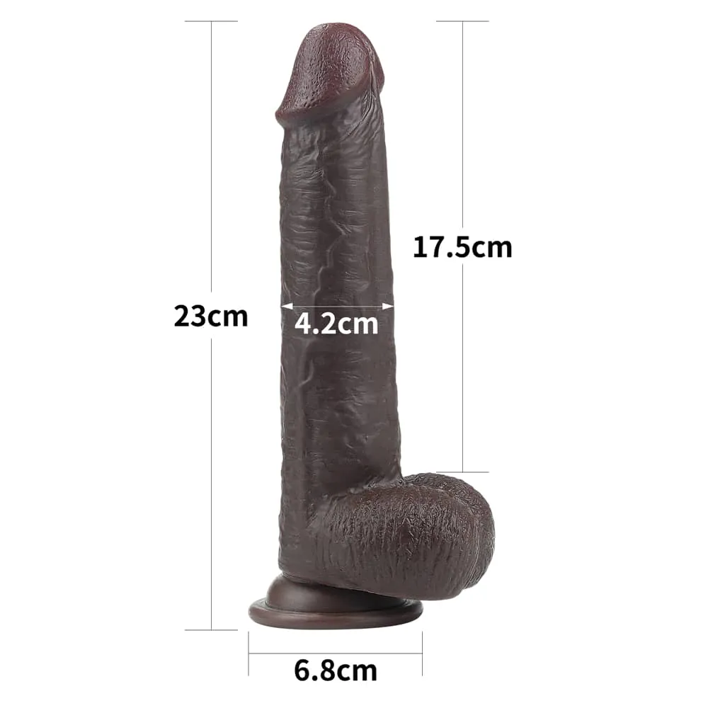 9'' Sliding Skin Dual Density Dildo - Black