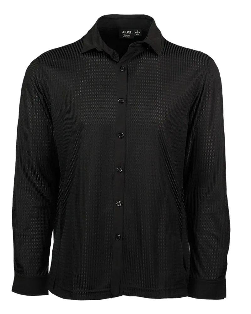 AKWA Men's Knit Textured Dress Shirt