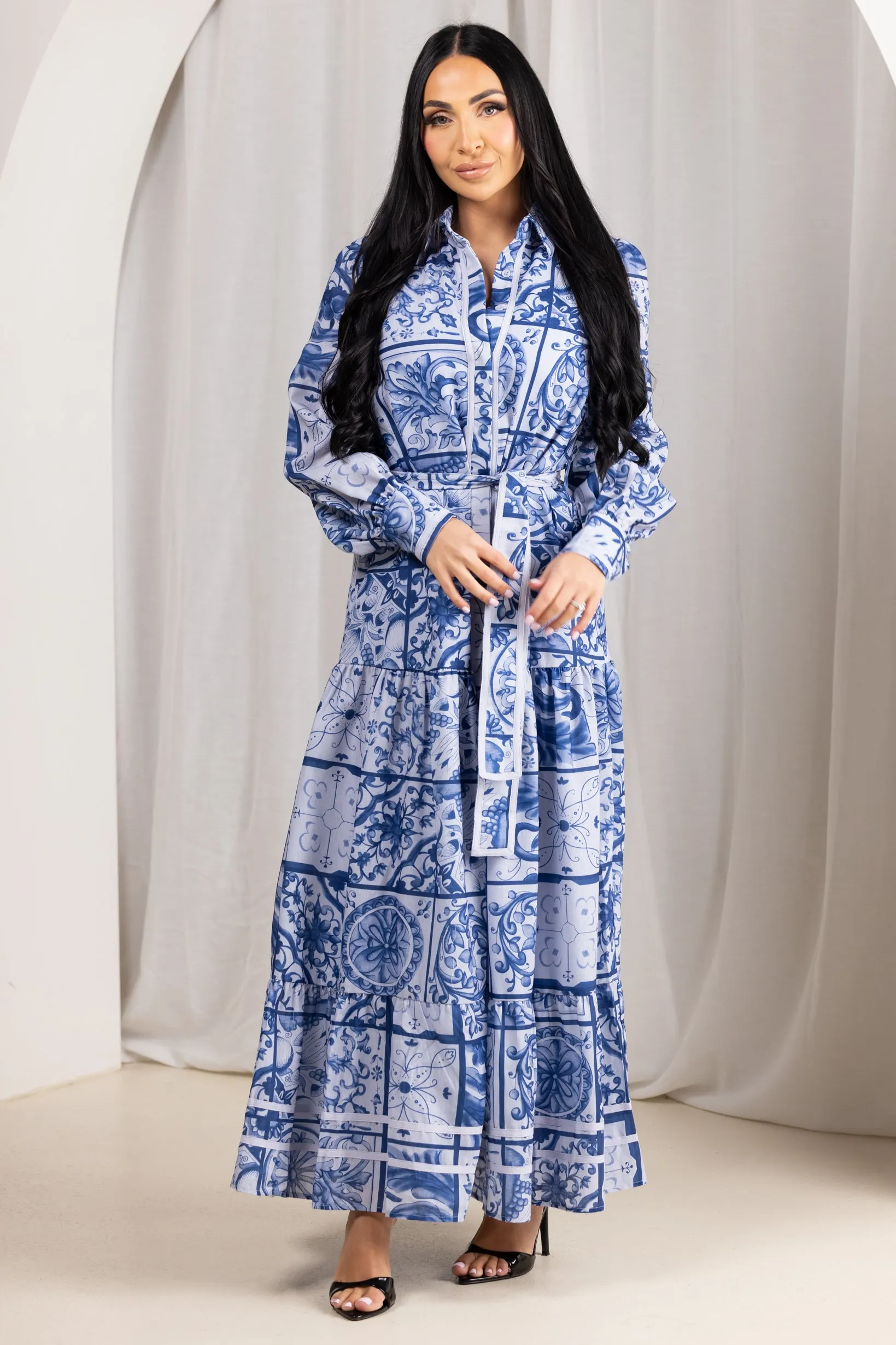 Aliyah Box Print Vintage Dress