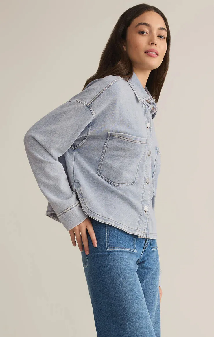 All Day Cropped Knit Jacket - Washed Indigo | Z Supply