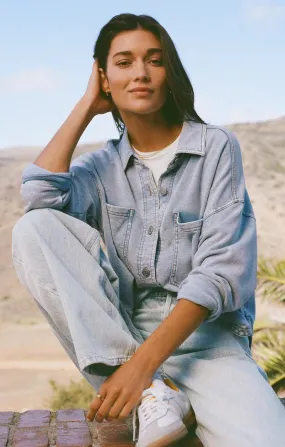 All Day Cropped Knit Jacket - Washed Indigo | Z Supply