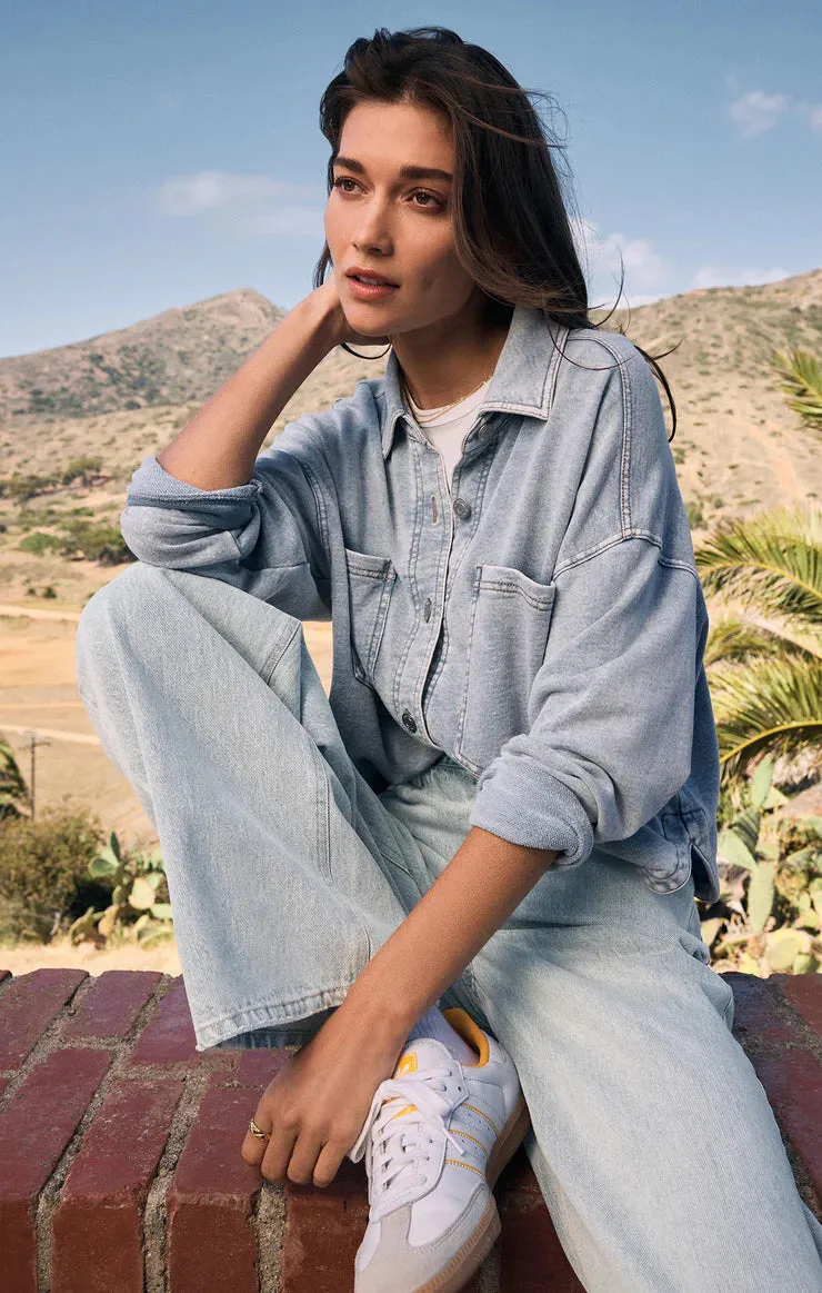 All Day Cropped Knit Jacket - Washed Indigo | Z Supply