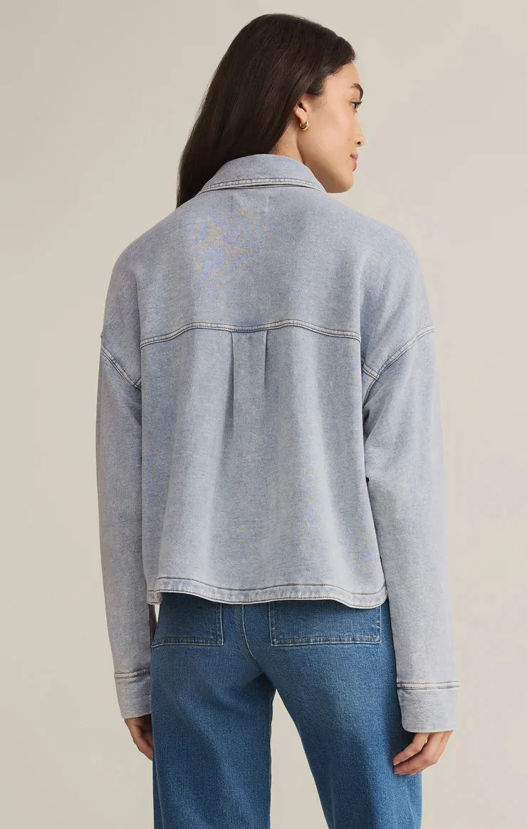All Day Cropped Knit Jacket - Washed Indigo | Z Supply