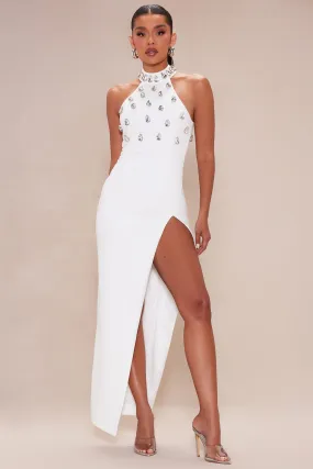 Aria Embellished Maxi Dress - White