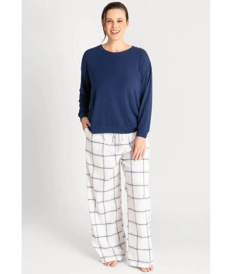 Ava & Audrey Maddison Knit Slouch LS Tee - Navy