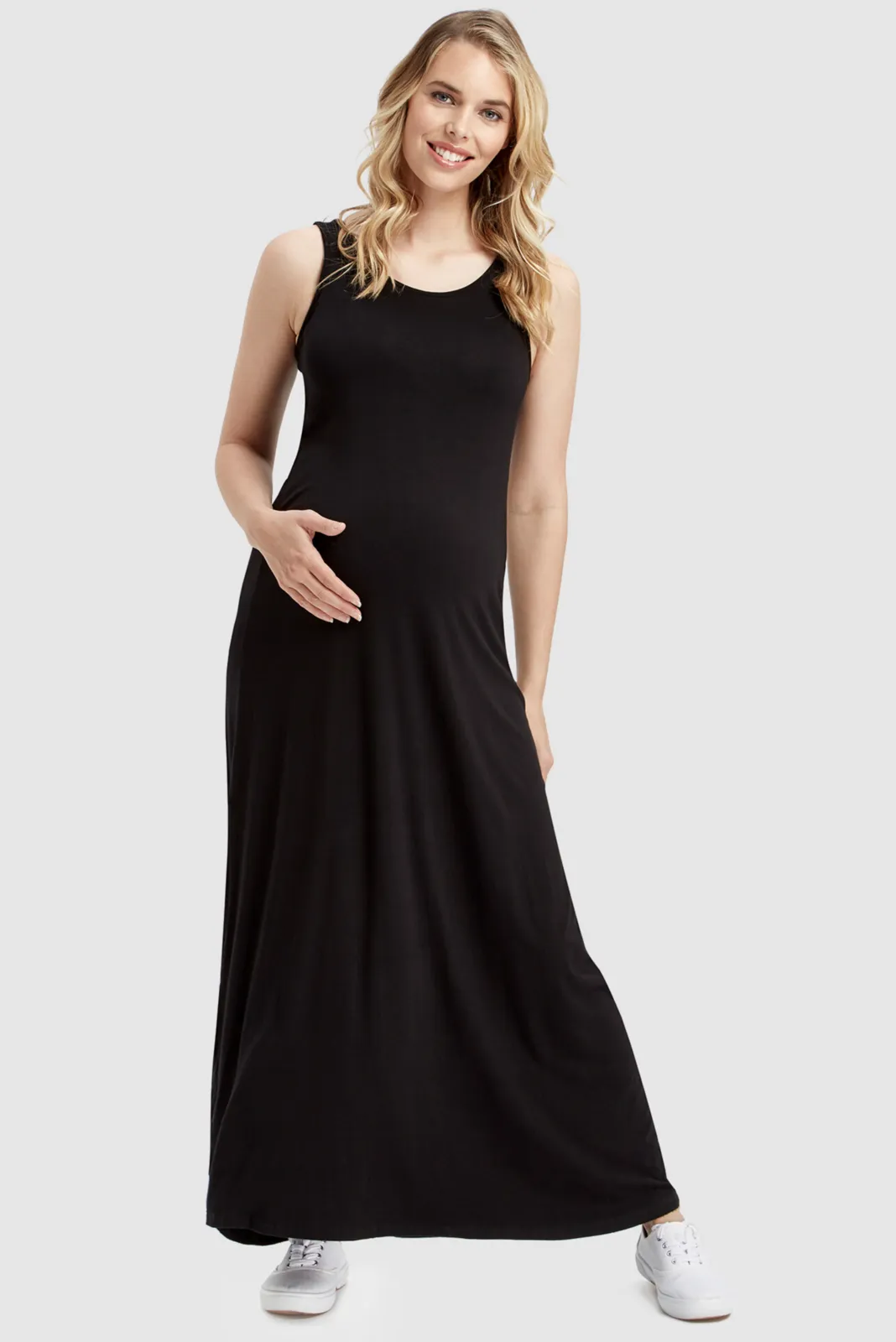 Bamboo Maxi Maternity Dress - Black