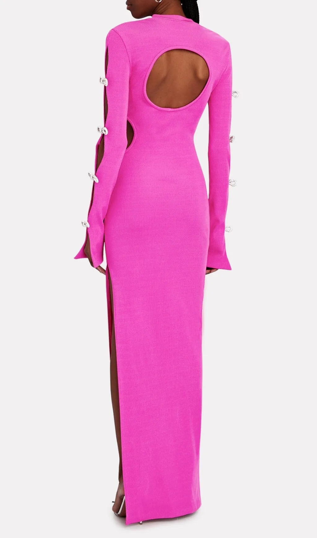 BANDAGE CUT OUT MAXI DRESS IN HOT PINK