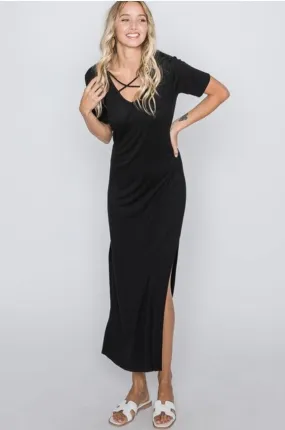 Black Criss Cross Maxi Dress - #6381-66386