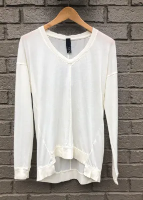 Bobi Essential Long Sleeve V Neck Tee-Cream