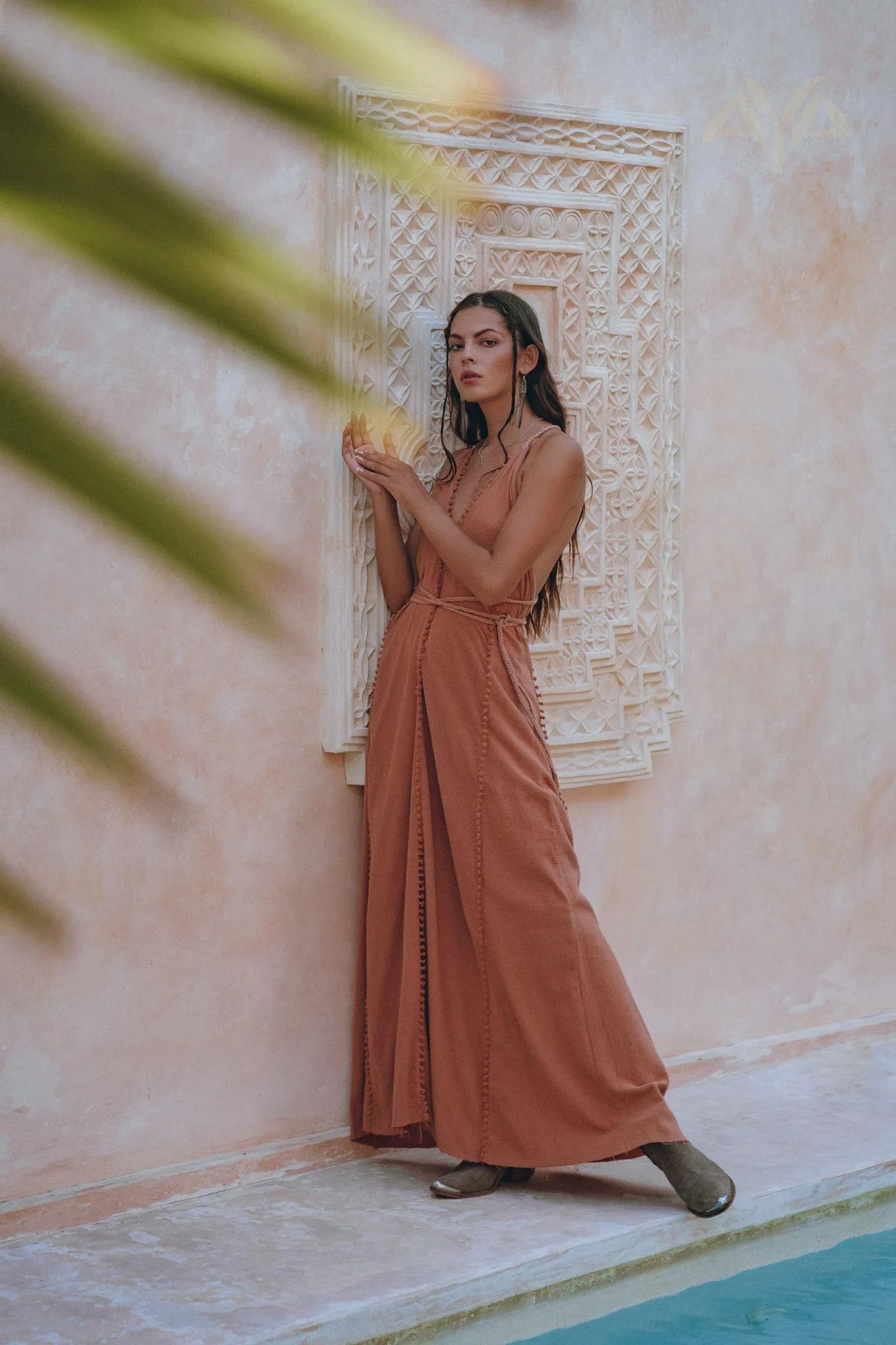 Boho Goddess Dress • Bohemian Dress • Dusty Pink Open Back Dress