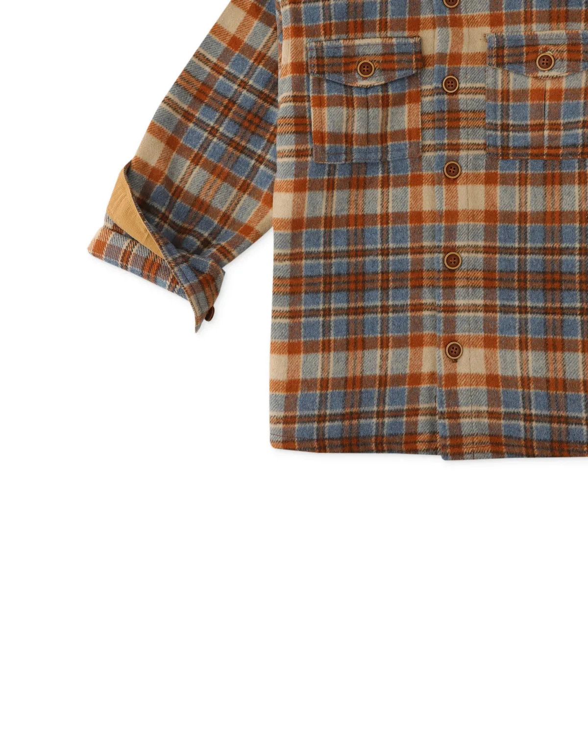 BOYS PLAID WOOL BLEND SHACKET
