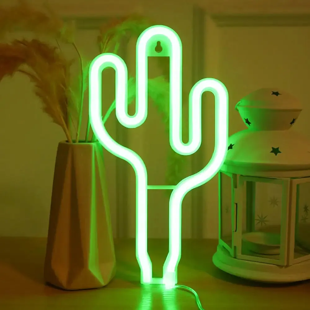 Cartoon LED Neon Night Light: Fun Art Decor with Battery Wall Lighting