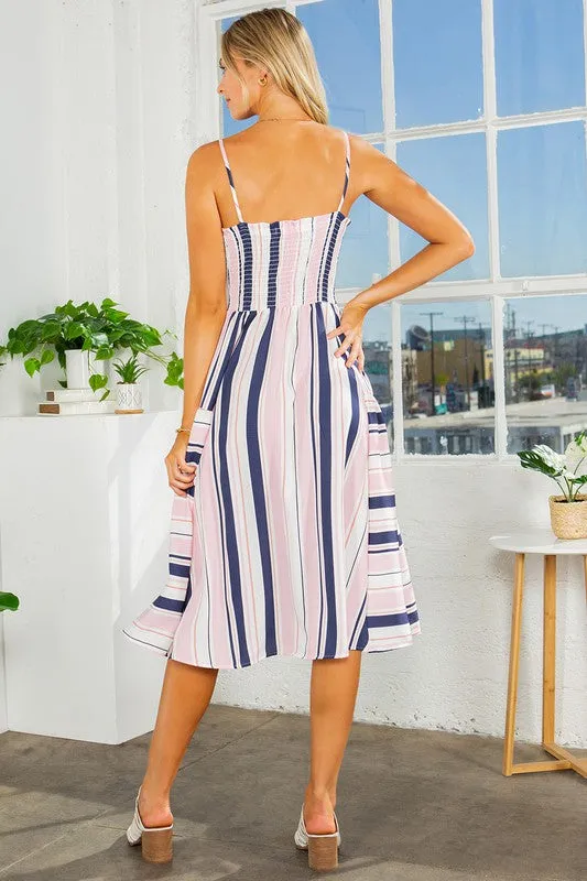 Chasing Wildflowers Cut Out Stripe Dress with Pockets
