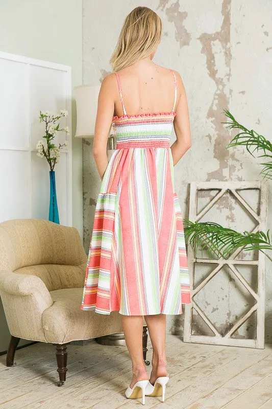 Chasing Wildflowers Cut Out Stripe Dress with Pockets