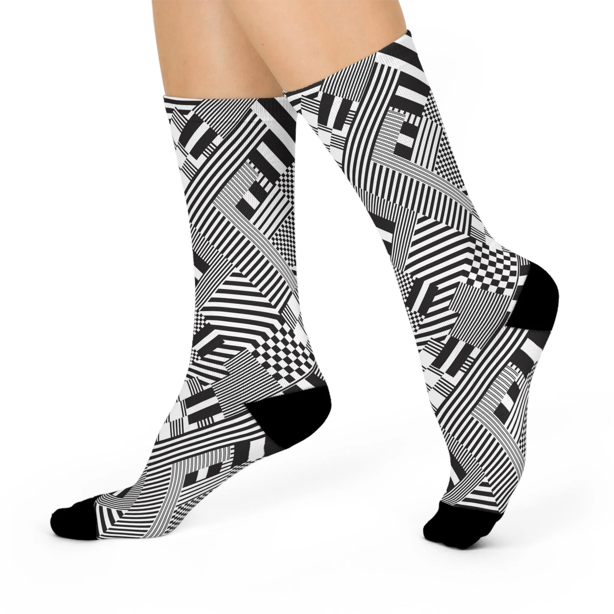 Chic Geometric Crew Socks: Stylish Design Meets All-Day Comfort