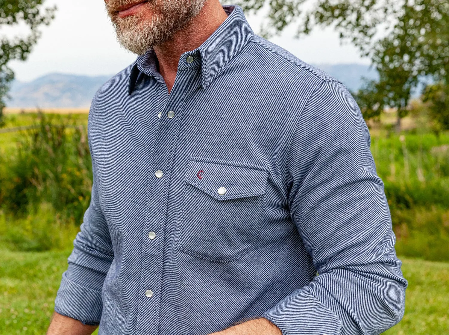 Chill-Knit Twill Pearl Snap - Navy