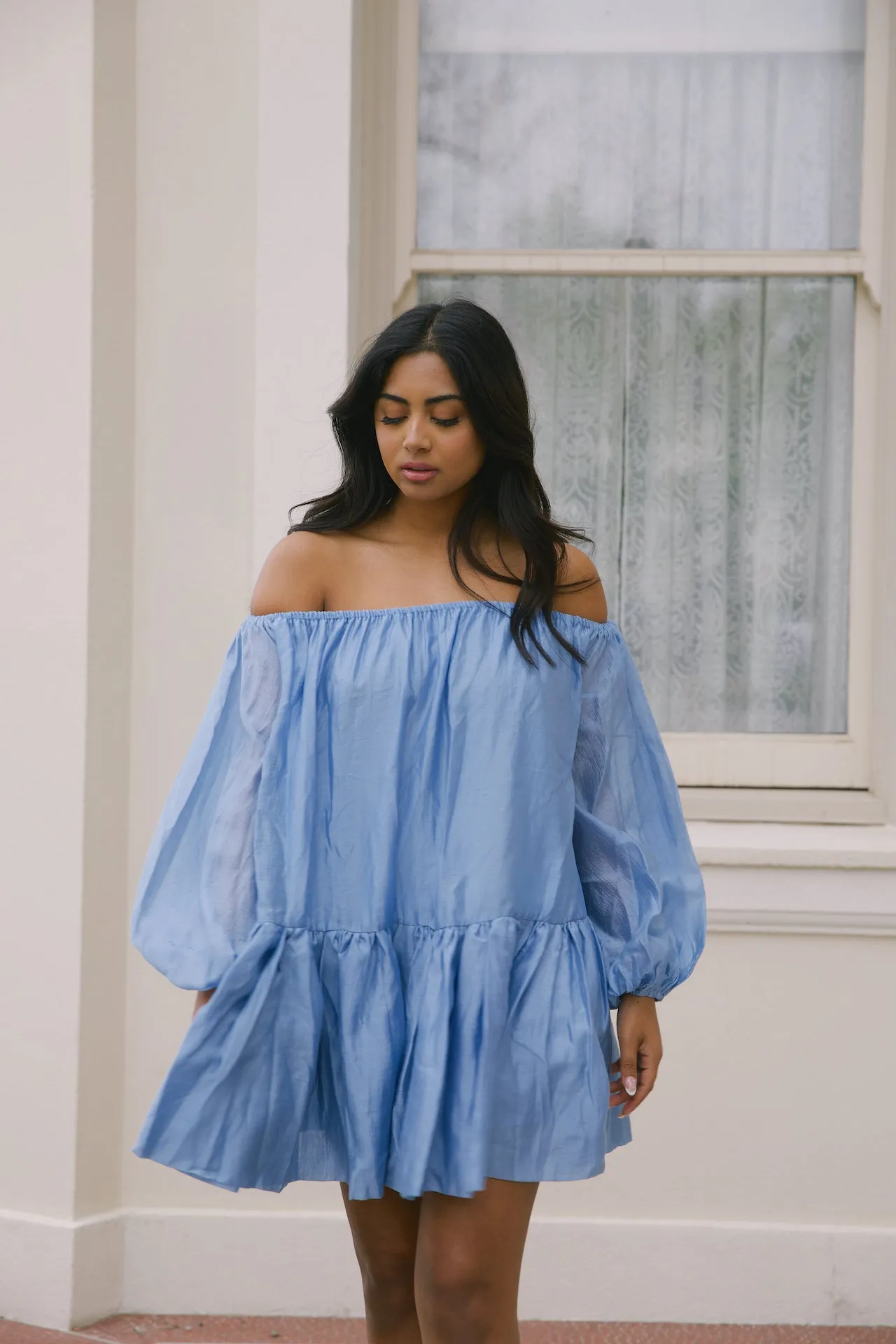 Chloe Blue Off The Shoulder Dress
