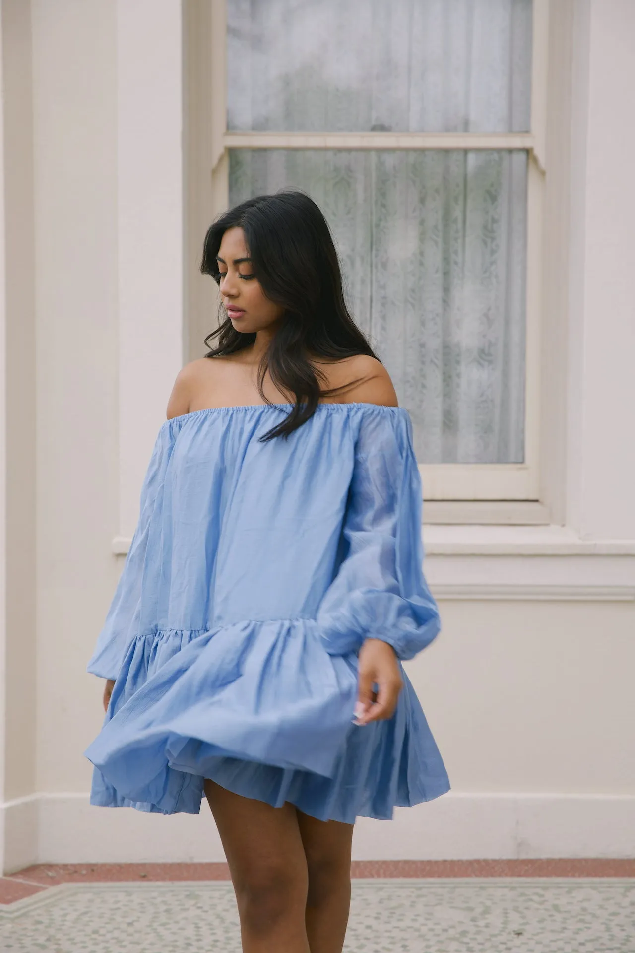 Chloe Blue Off The Shoulder Dress