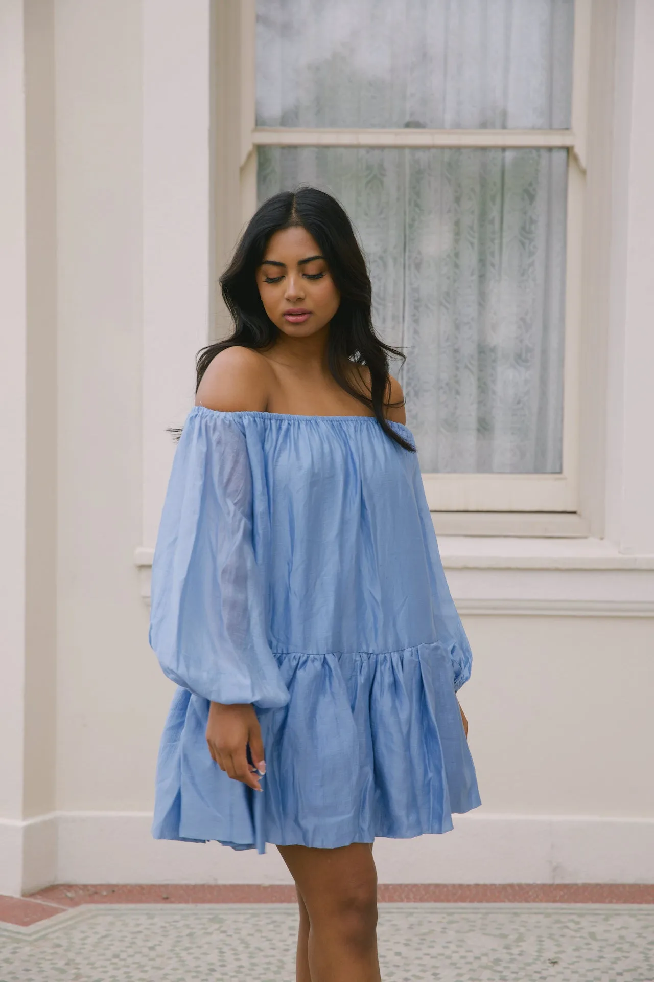 Chloe Blue Off The Shoulder Dress