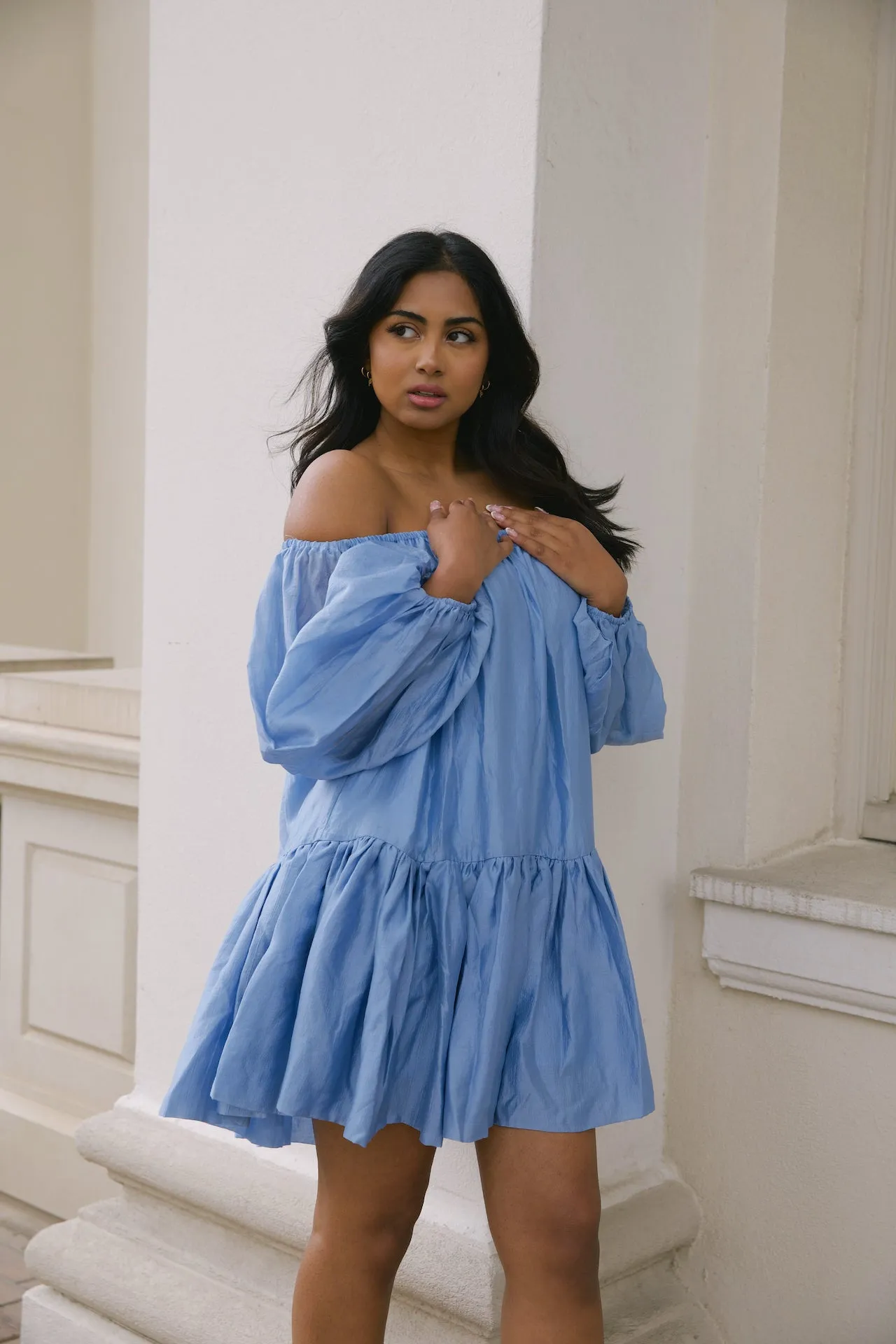 Chloe Blue Off The Shoulder Dress
