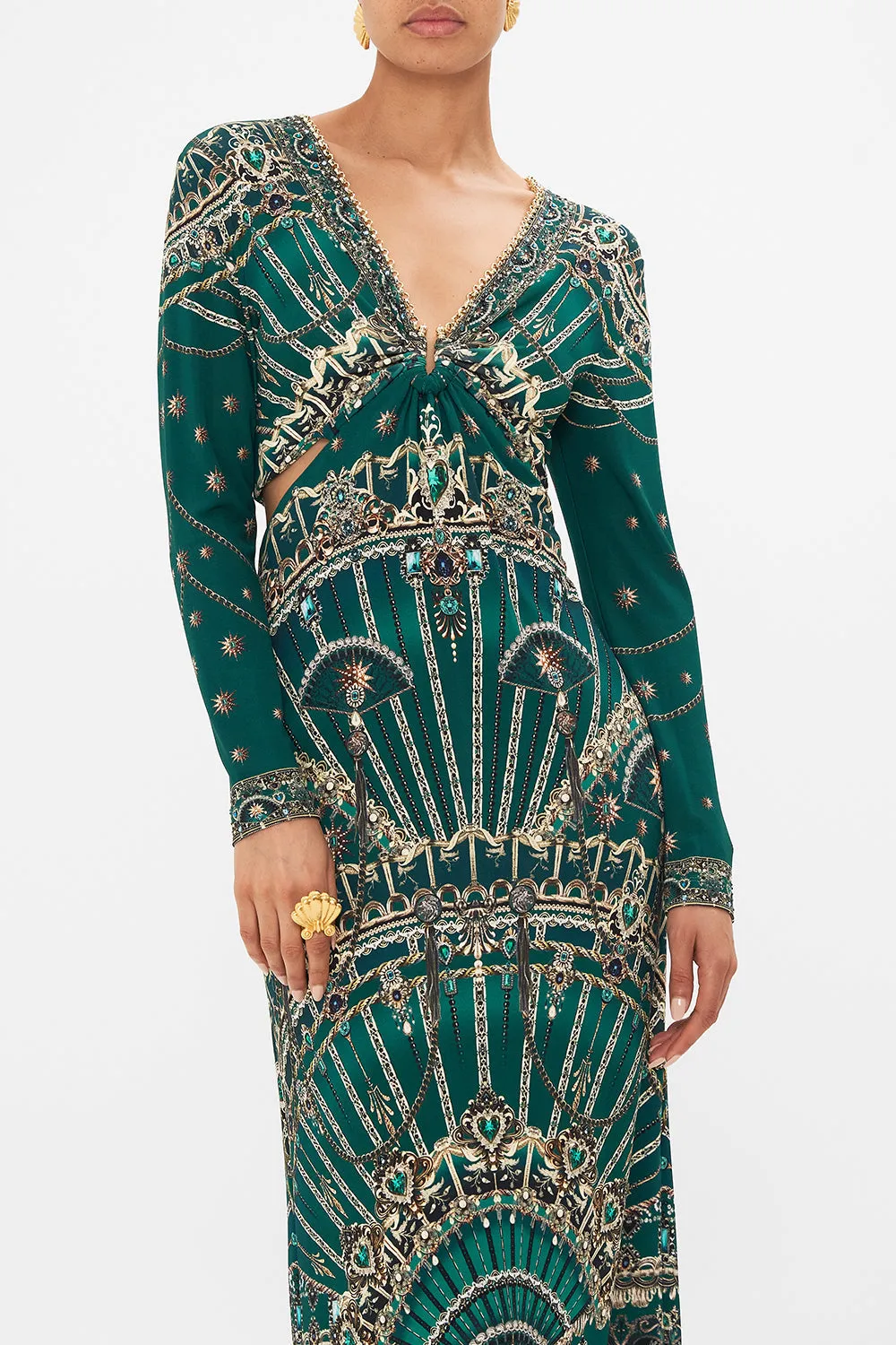 CUT OUT JERSEY DRESS WITH HARDWARE A VENICE VEIL