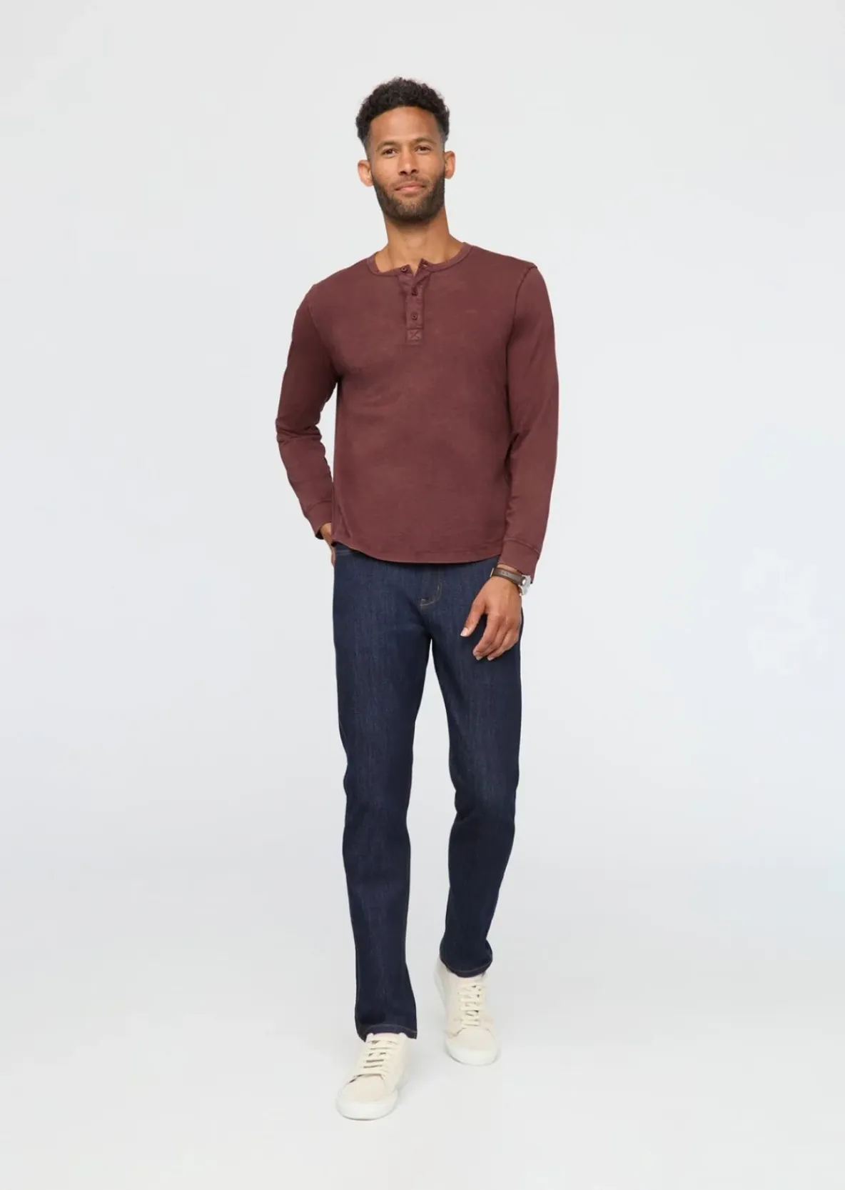 Duer Men's PurePima Vintage Henley - Washed Red Rock