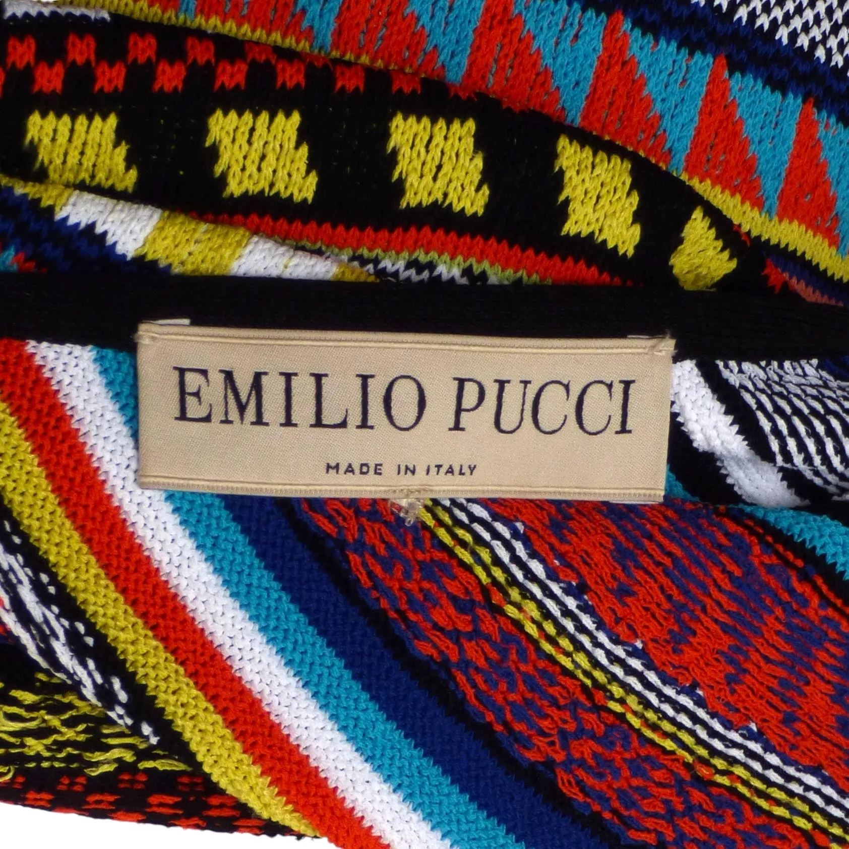EMILIO PUCCI- Multi Color Bodycon Knit Dress, Size 10
