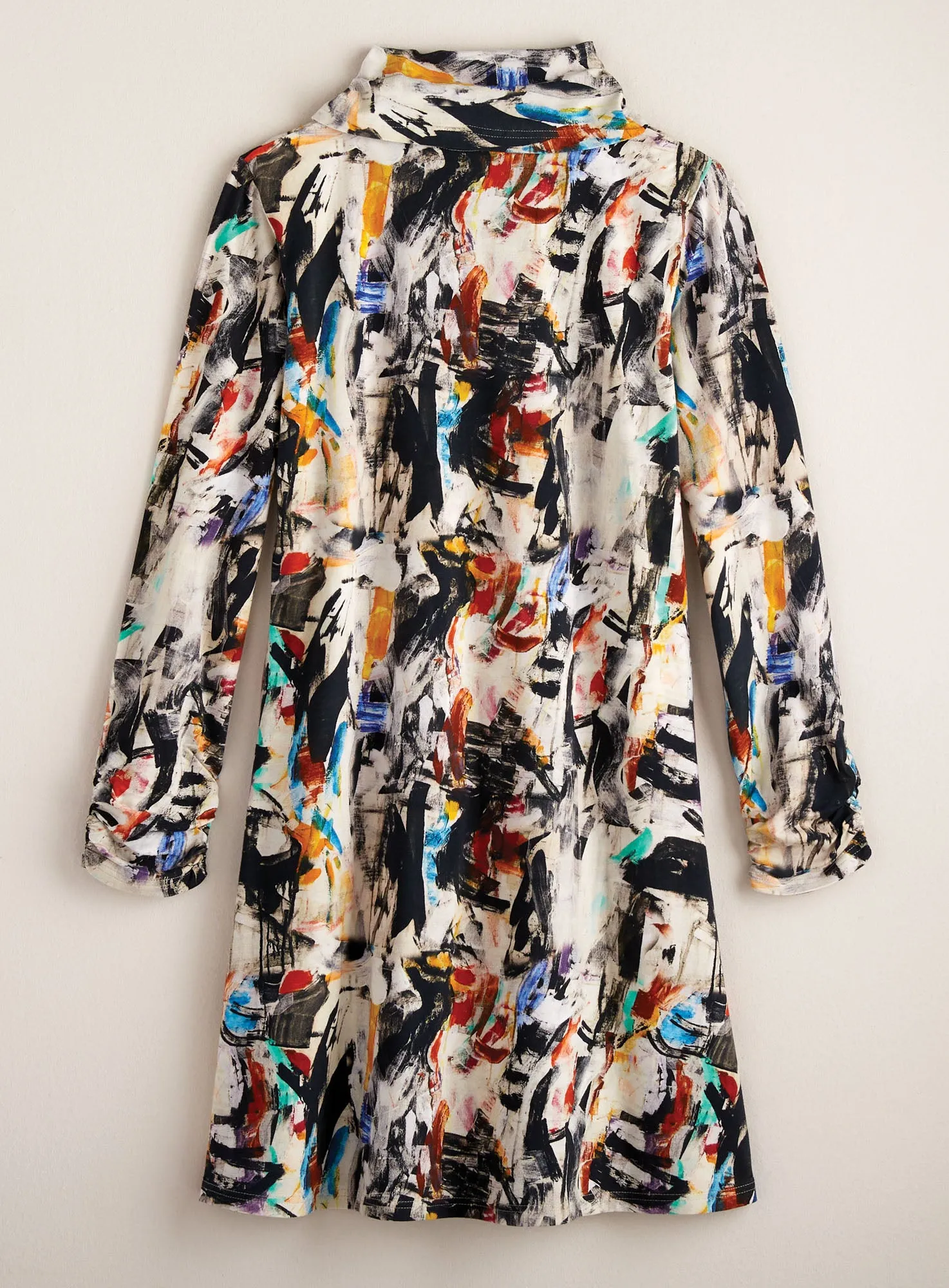 Expressionism Cowl-Neck Dress