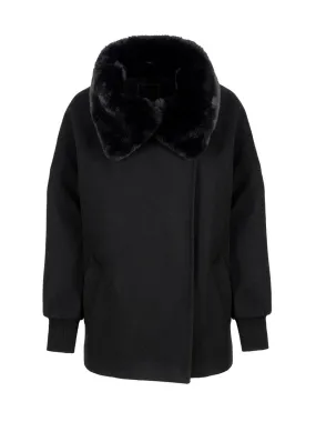 Fur Collar  Coat - Black