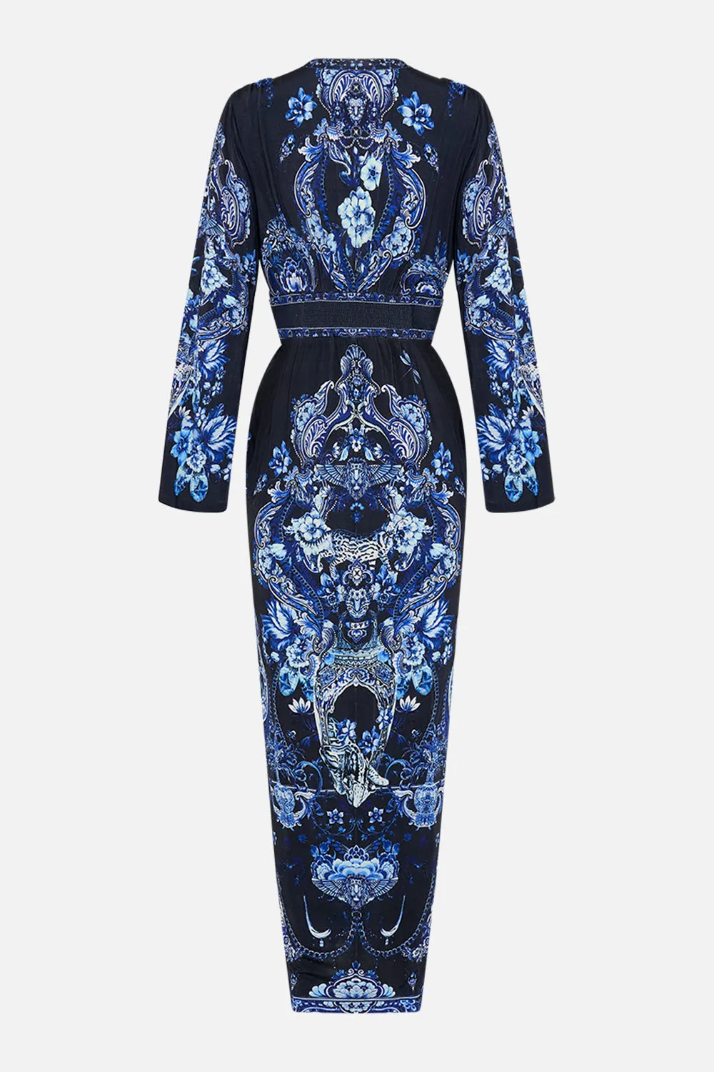 GATHERED V NECK JERSEY DRESS DELFT DYNASTY