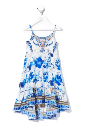 KIDS HIGH LOW HEM DRESS WITH TRIM SAINT GERMAINE