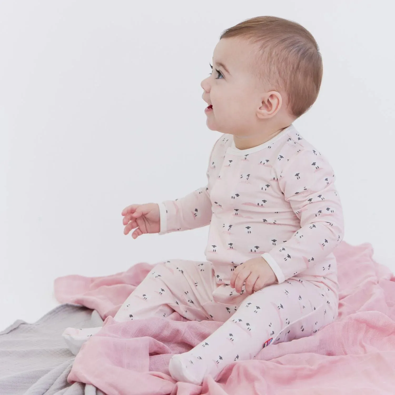 Lamb pink footie for baby girl