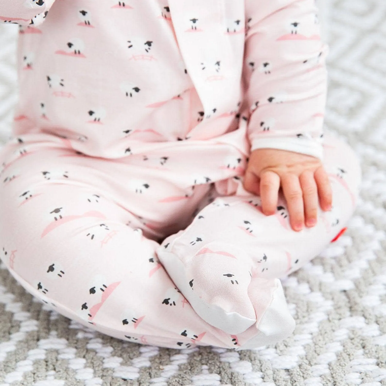 Lamb pink footie for baby girl