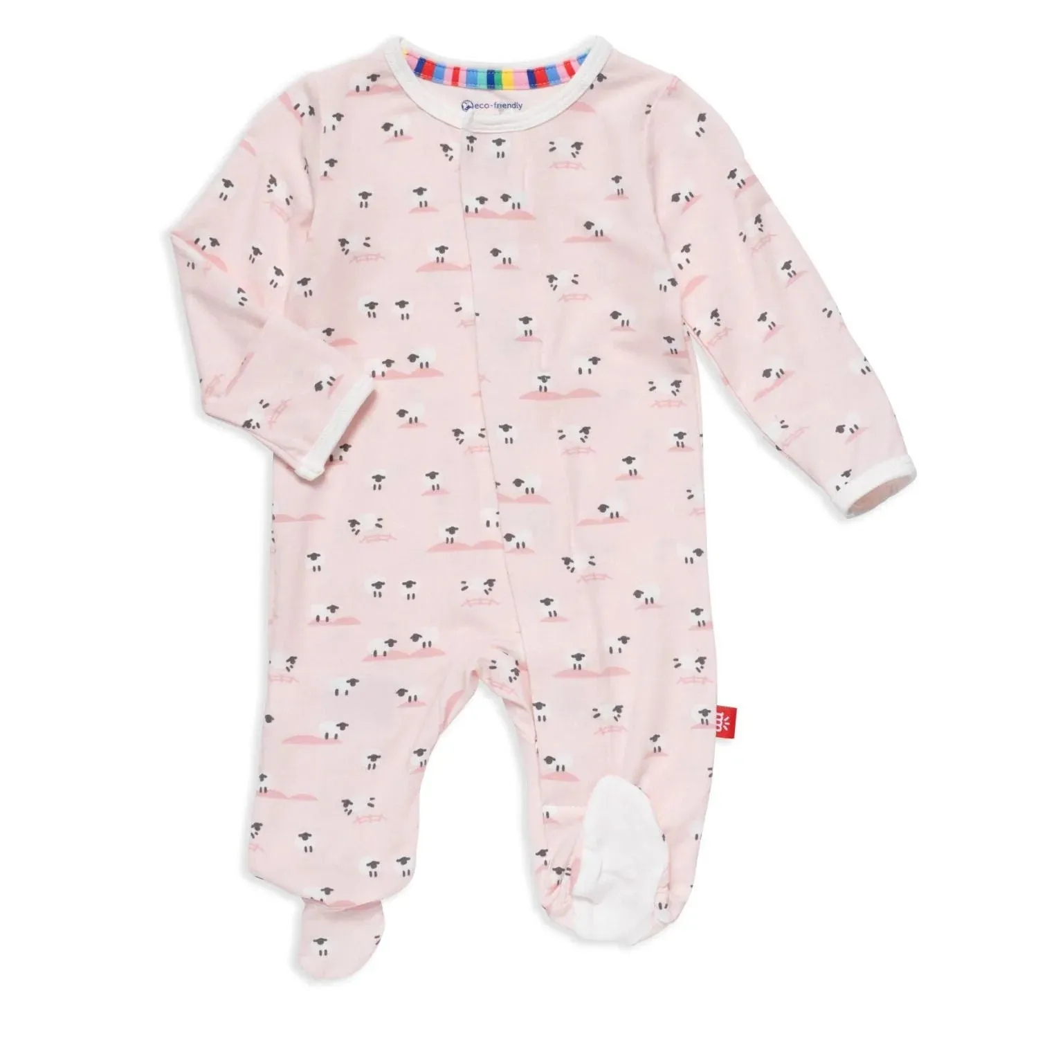 Lamb pink footie for baby girl