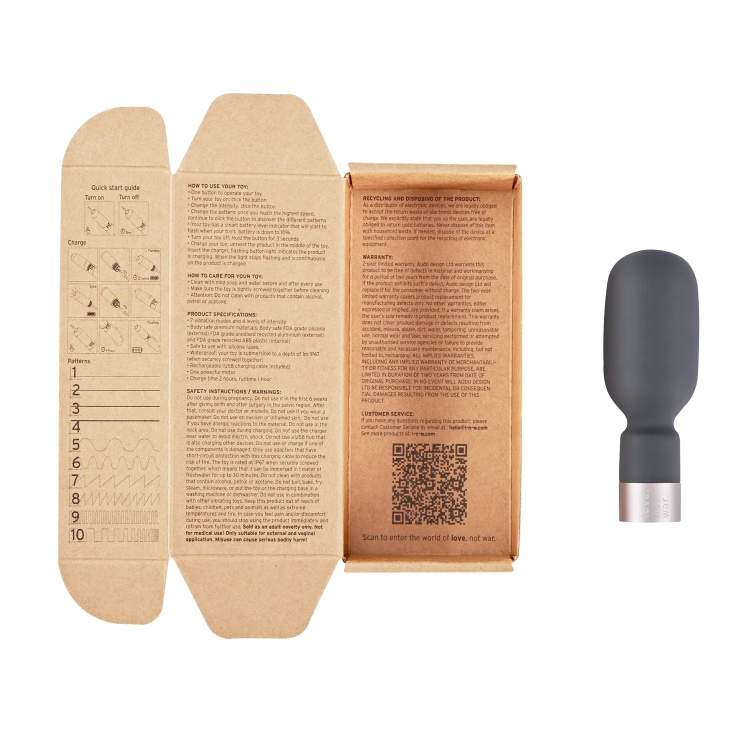 Love Not War Koi Grey Wand Vibrator with NeoSIlicone Head ONLY