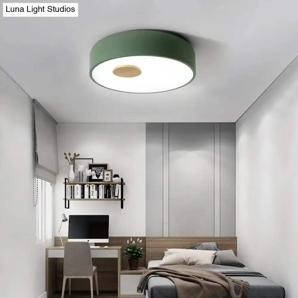 Metal Flush Ceiling Light with Acrylic Diffuser - Nordic Gray/Yellow/Green, Ceiling Flush Mount for Living Room in Warm/White