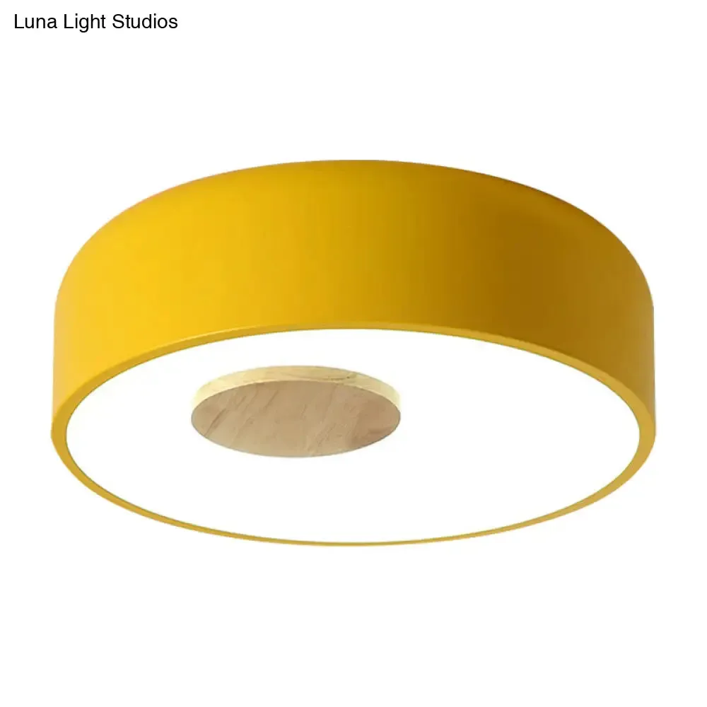 Metal Flush Ceiling Light with Acrylic Diffuser - Nordic Gray/Yellow/Green, Ceiling Flush Mount for Living Room in Warm/White