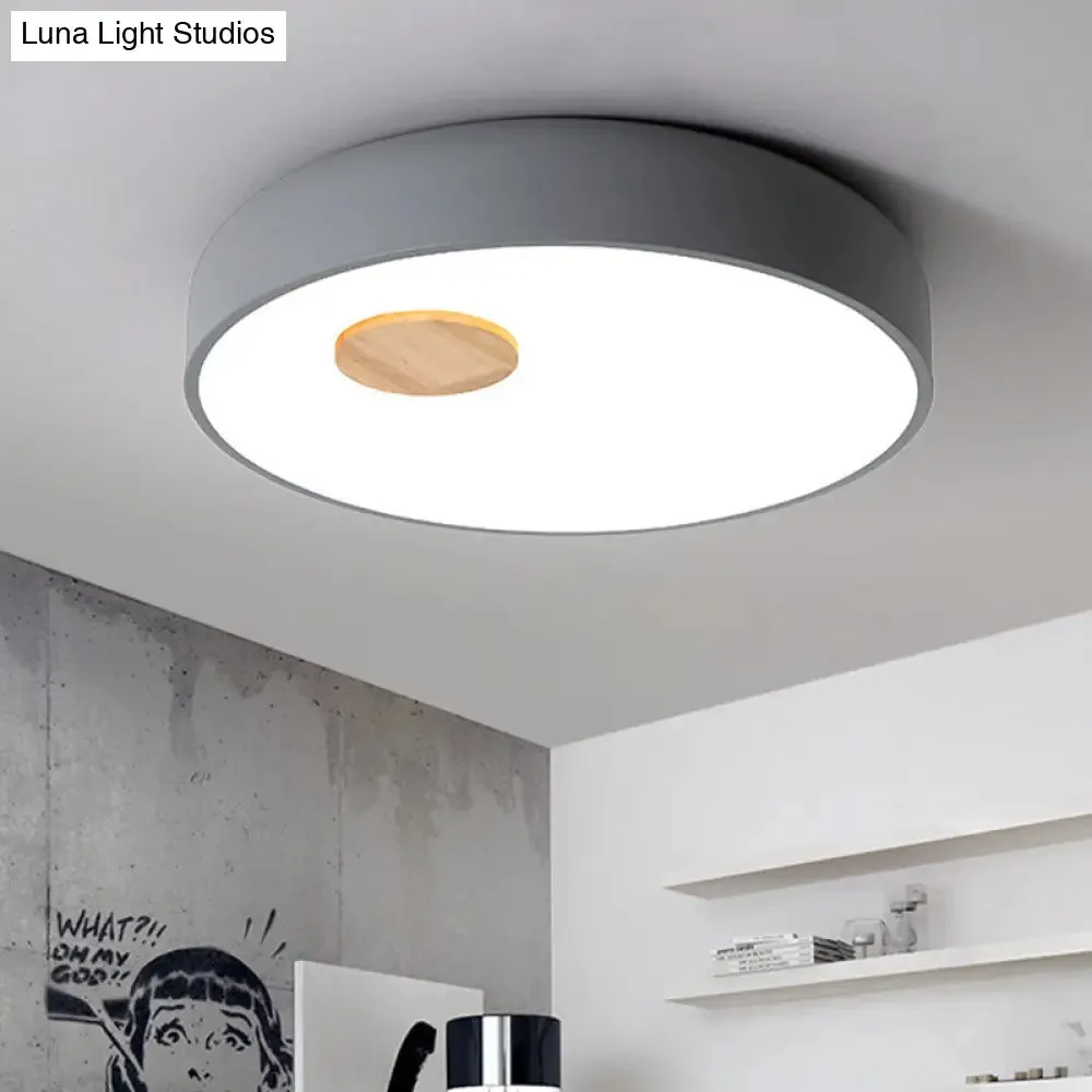 Metal Flush Ceiling Light with Acrylic Diffuser - Nordic Gray/Yellow/Green, Ceiling Flush Mount for Living Room in Warm/White