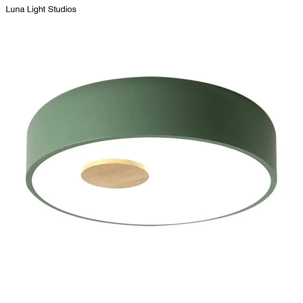 Metal Flush Ceiling Light with Acrylic Diffuser - Nordic Gray/Yellow/Green, Ceiling Flush Mount for Living Room in Warm/White