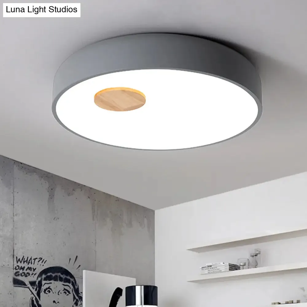Metal Flush Ceiling Light with Acrylic Diffuser - Nordic Gray/Yellow/Green, Ceiling Flush Mount for Living Room in Warm/White