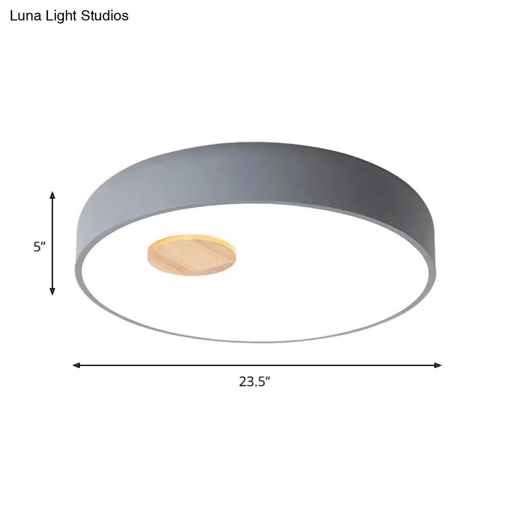 Metal Flush Ceiling Light with Acrylic Diffuser - Nordic Gray/Yellow/Green, Ceiling Flush Mount for Living Room in Warm/White