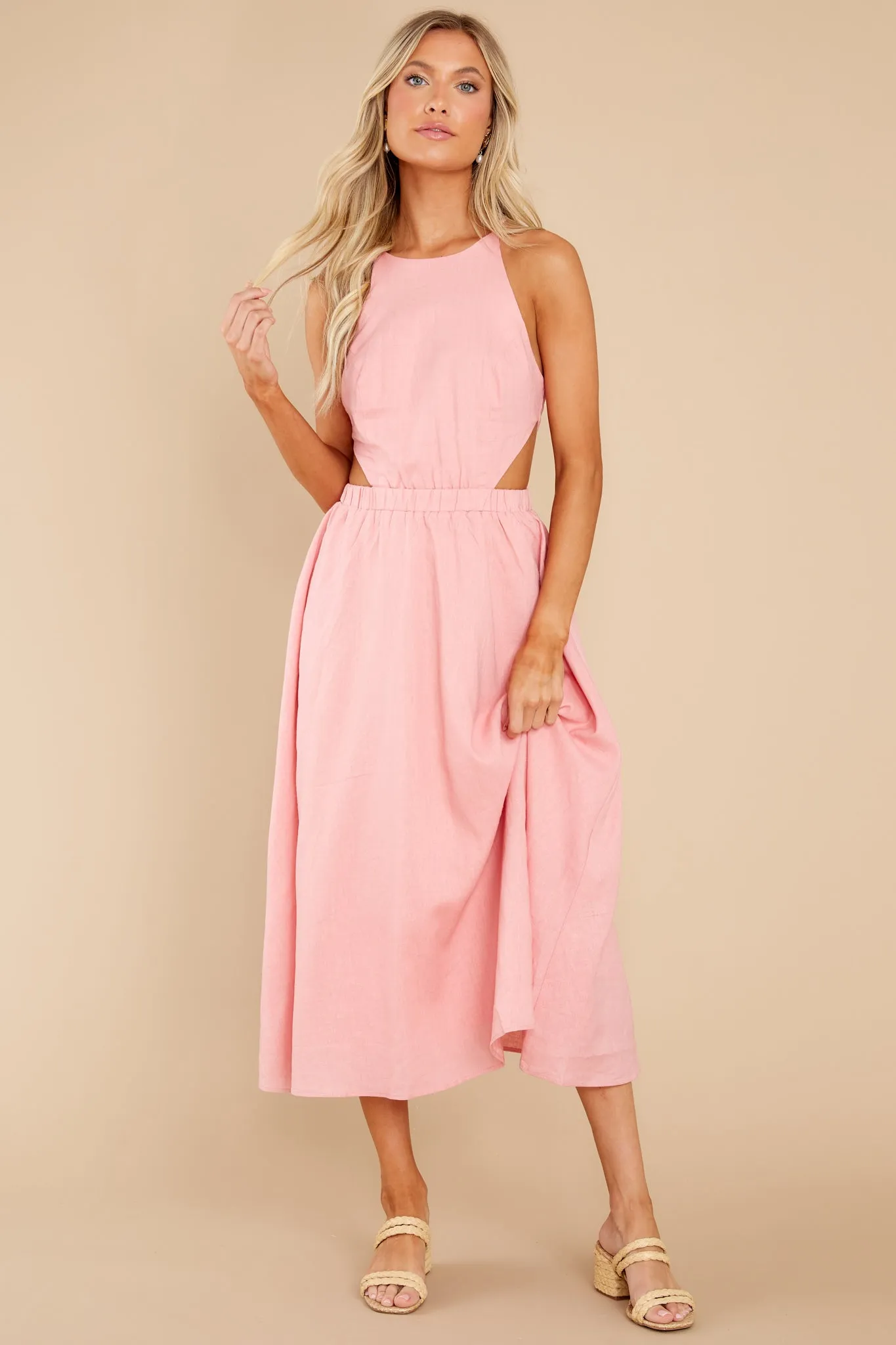 Peyton Pink Rose Midi Dress