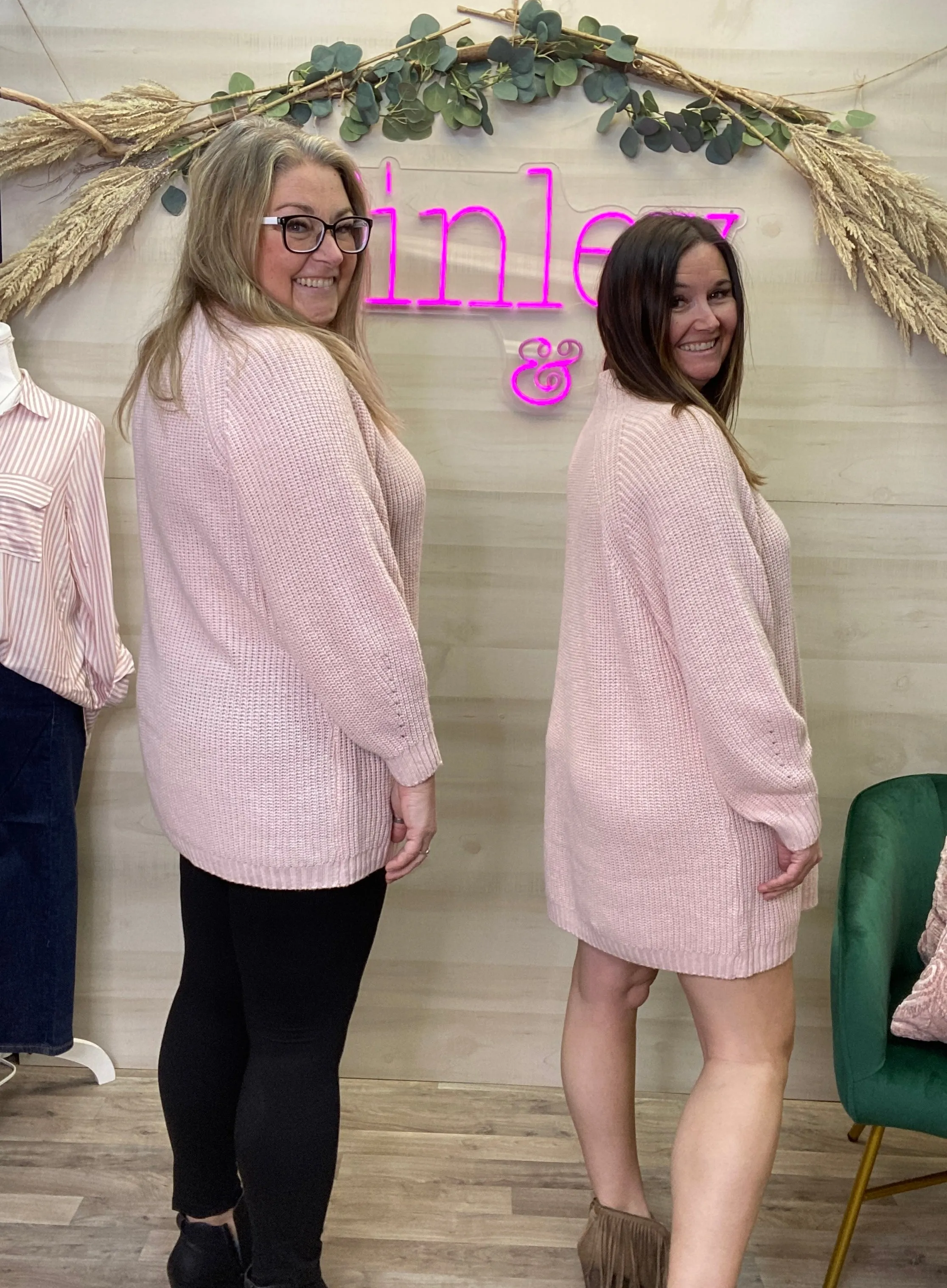 Pink Knit Sweater Dress