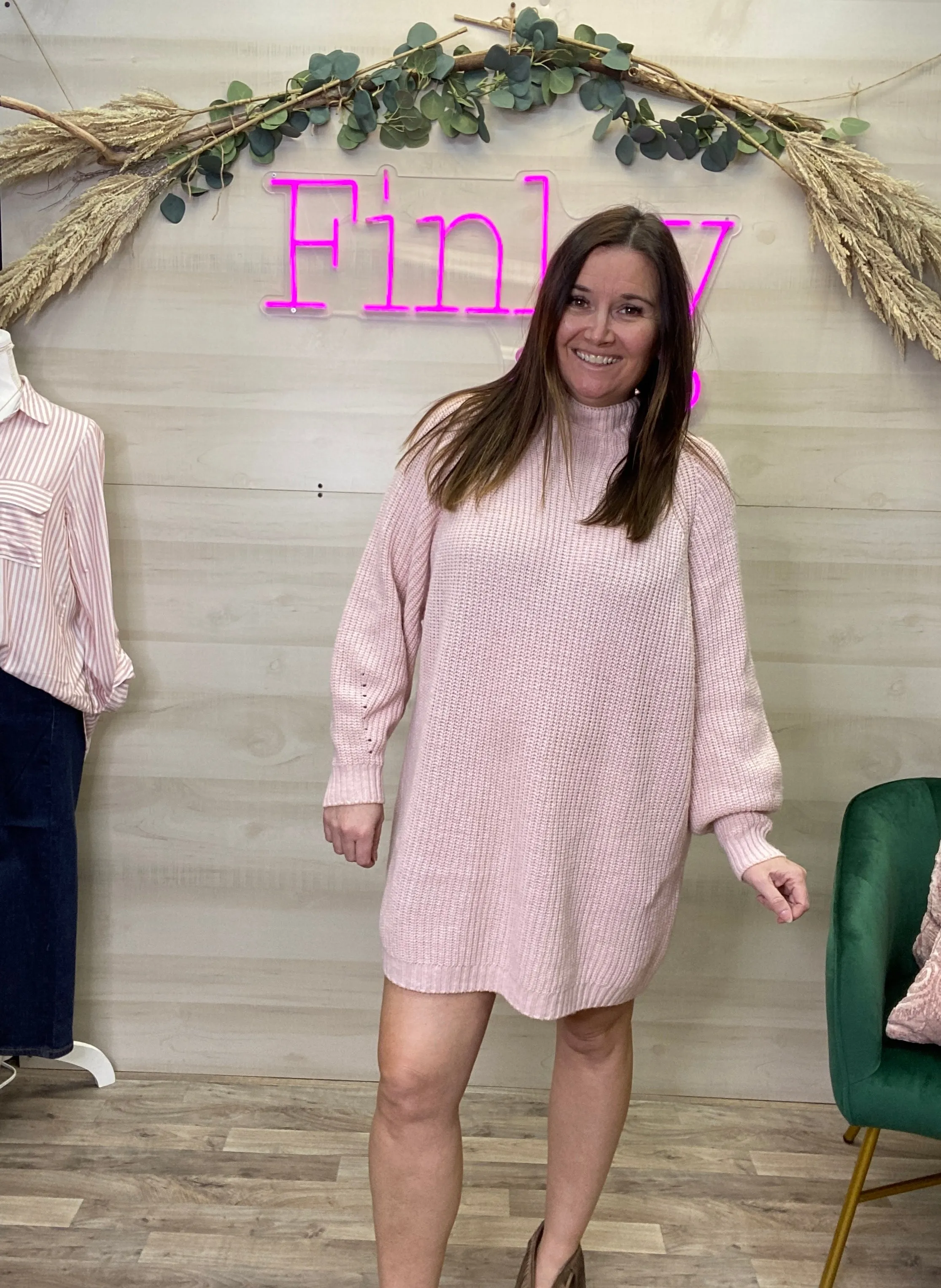 Pink Knit Sweater Dress