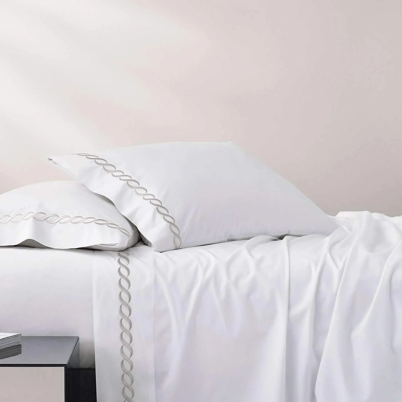 Pisano Eucalyptus Percale Chocolate Embroidered Sheets