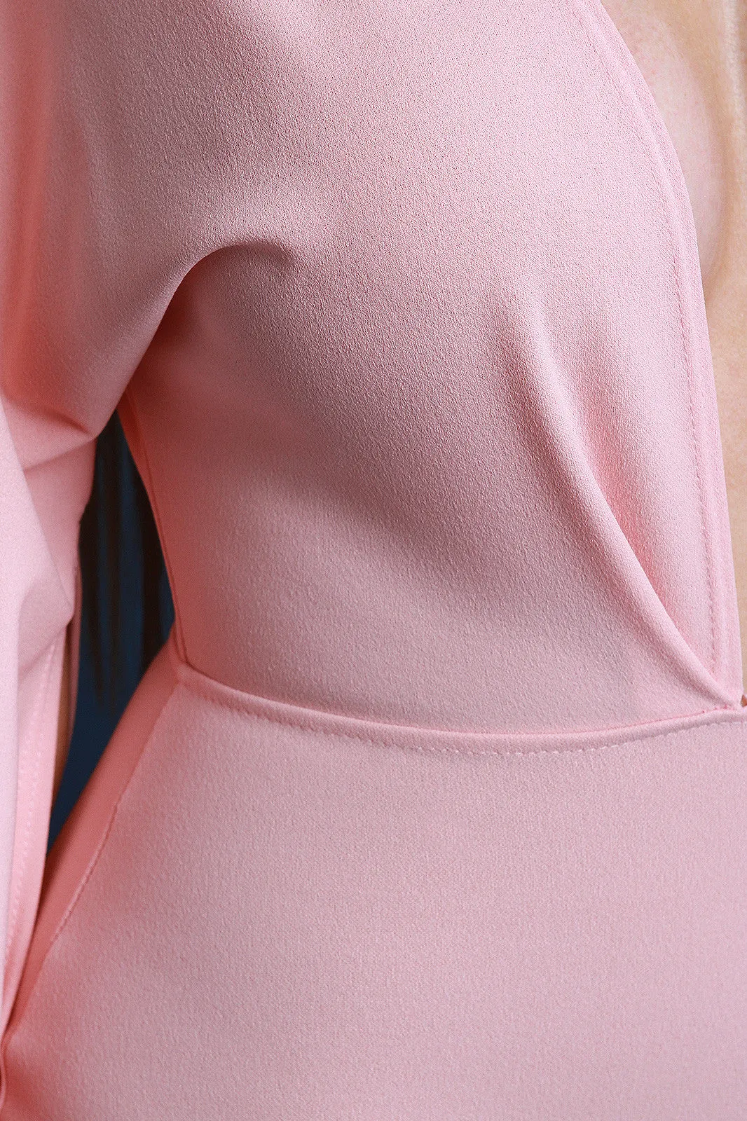 Plunging Neck Open Cape Sleeve Midi Dress