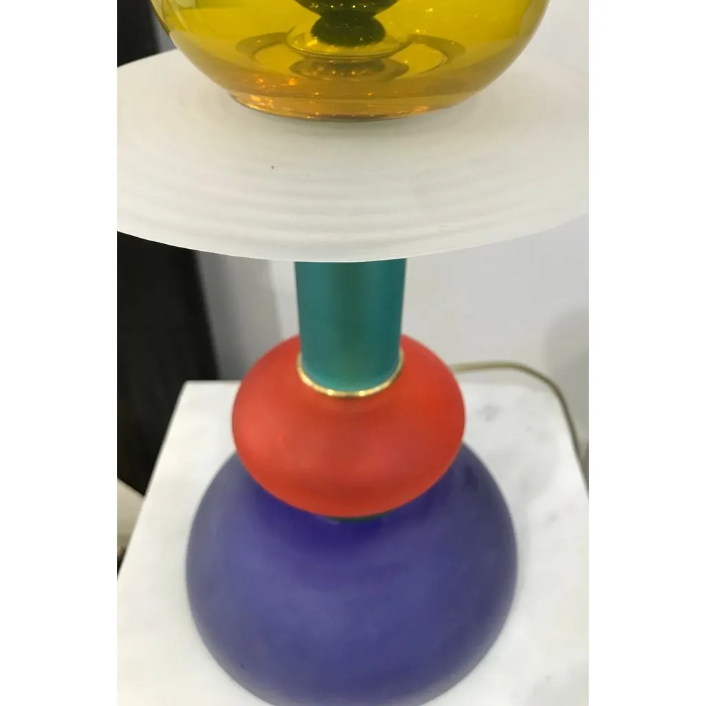 Postmodern Italian Memphis Design Yellow Red Green Blue White Murano Glass Lamps