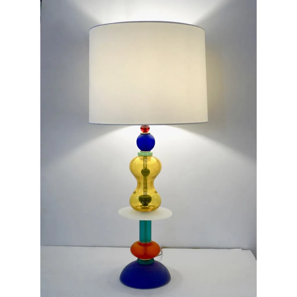Postmodern Italian Memphis Design Yellow Red Green Blue White Murano Glass Lamps