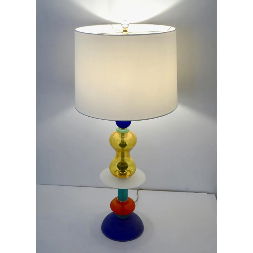 Postmodern Italian Memphis Design Yellow Red Green Blue White Murano Glass Lamps