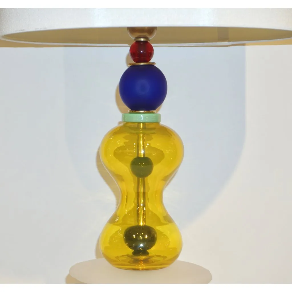 Postmodern Italian Memphis Design Yellow Red Green Blue White Murano Glass Lamps